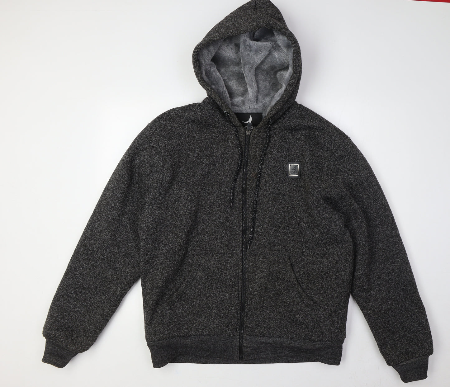 D-Rock Mens Grey Polyester Full Zip Hoodie Size M - Faux Fur Lining