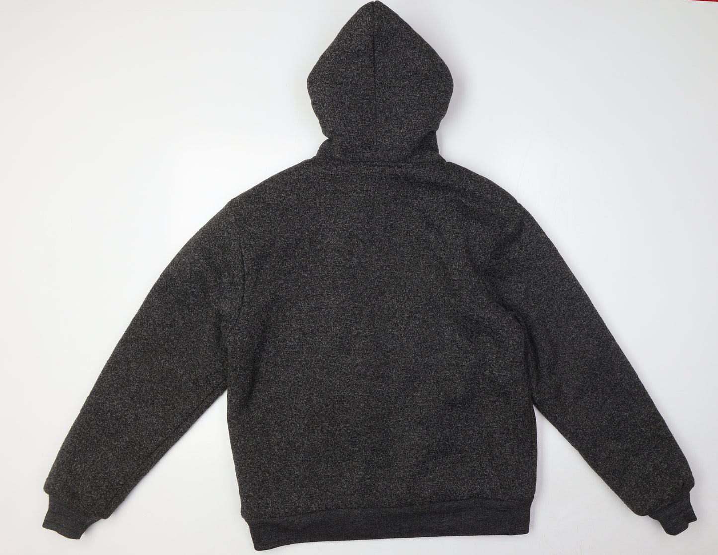 D-Rock Mens Grey Polyester Full Zip Hoodie Size M - Faux Fur Lining