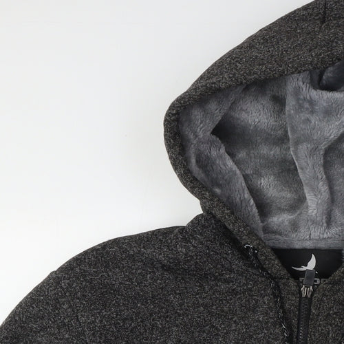 D-Rock Mens Grey Polyester Full Zip Hoodie Size M - Faux Fur Lining