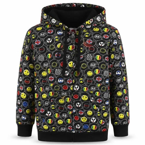 Bubble Boys Multicoloured Cotton Full Zip Hoodie Size 8 Years Zip - Emojis