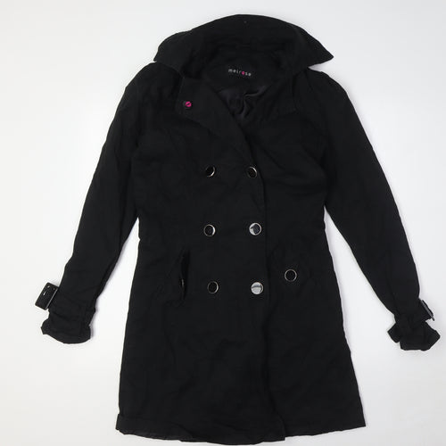Melrose Womens Black Overcoat Coat Size 8 Button - Lace Up Back