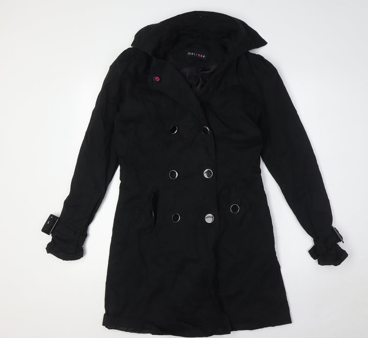 Melrose Womens Black Overcoat Coat Size 8 Button - Lace Up Back