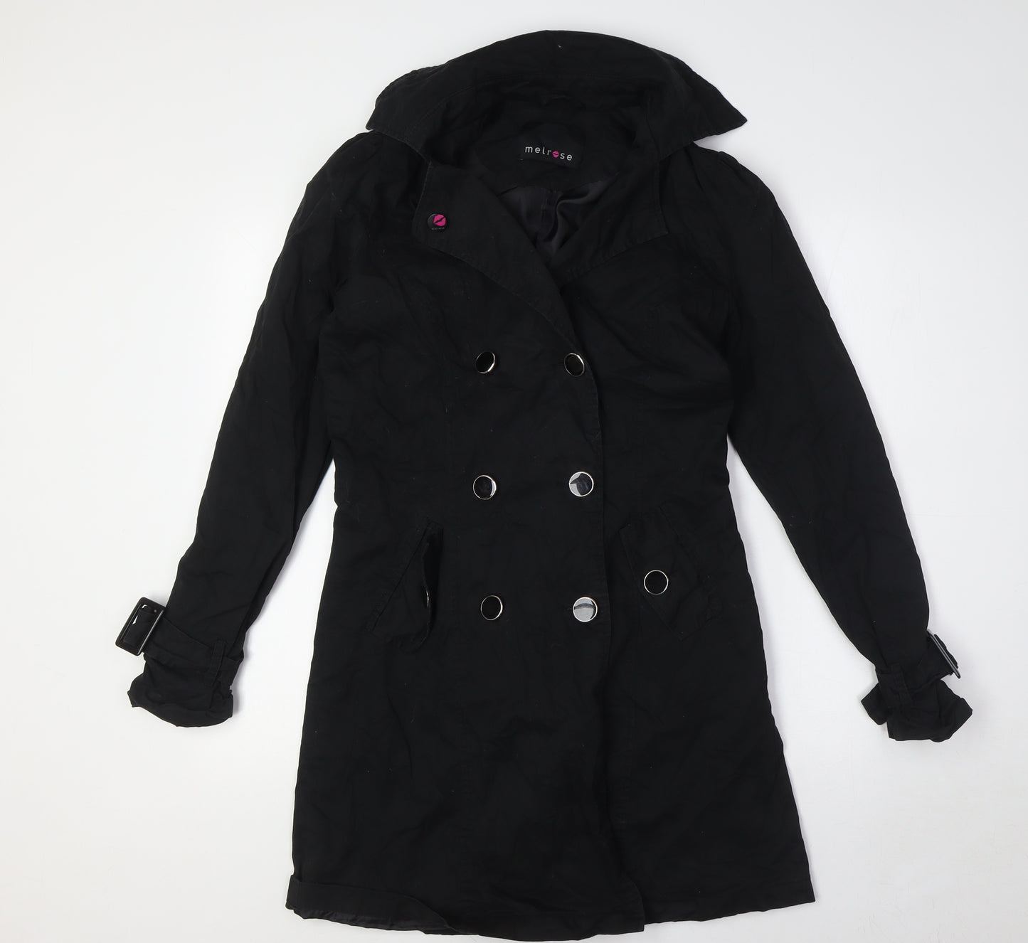Melrose Womens Black Overcoat Coat Size 8 Button - Lace Up Back