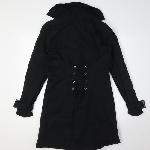 Melrose Womens Black Overcoat Coat Size 8 Button - Lace Up Back