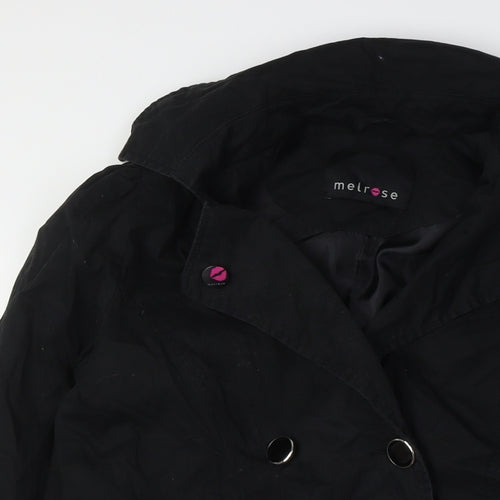 Melrose Womens Black Overcoat Coat Size 8 Button - Lace Up Back