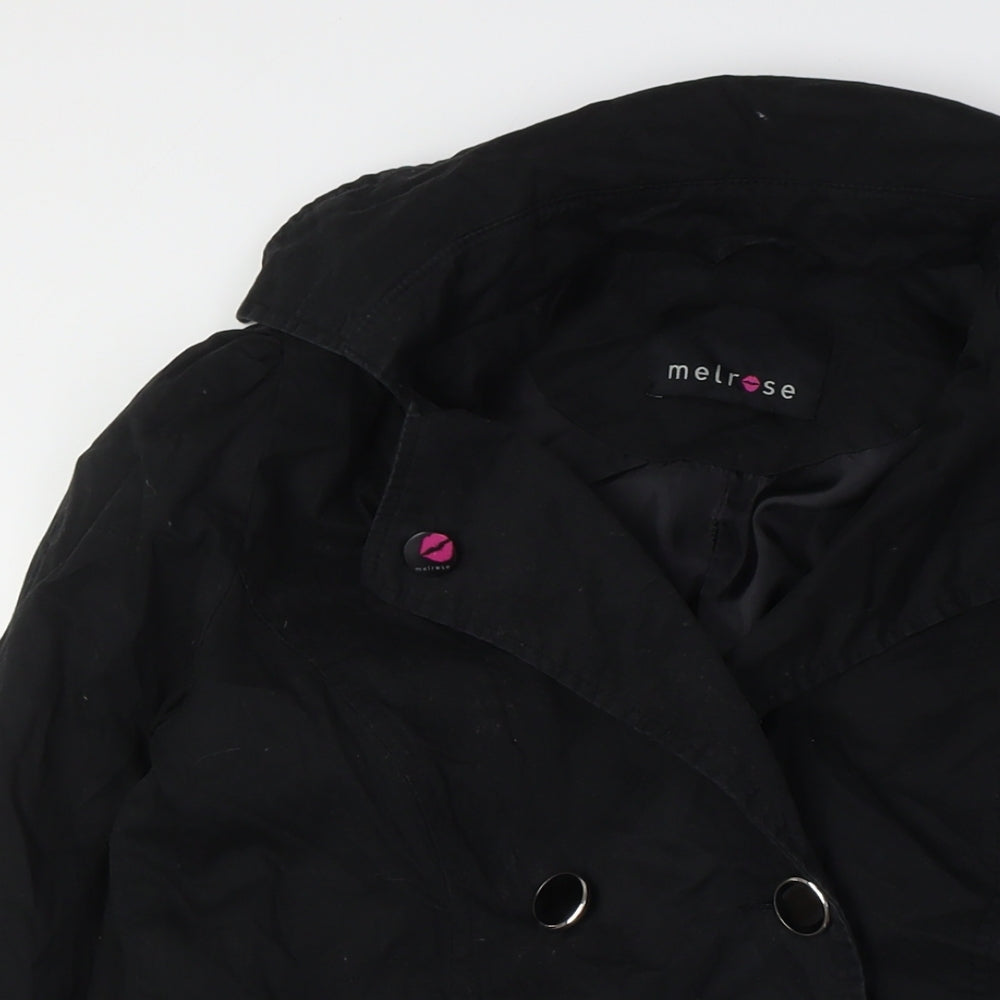 Melrose Womens Black Overcoat Coat Size 8 Button - Lace Up Back