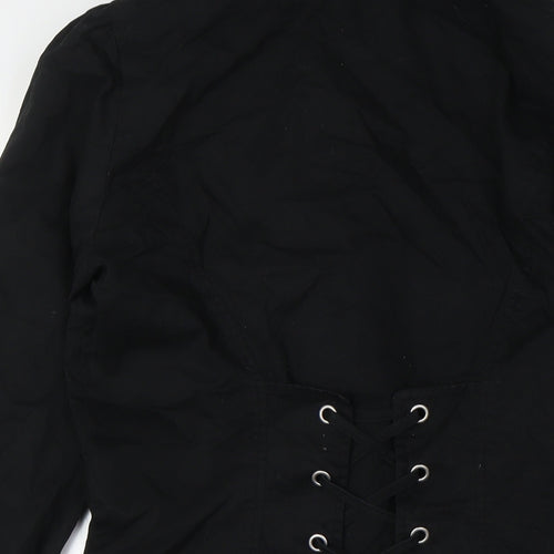 Melrose Womens Black Overcoat Coat Size 8 Button - Lace Up Back