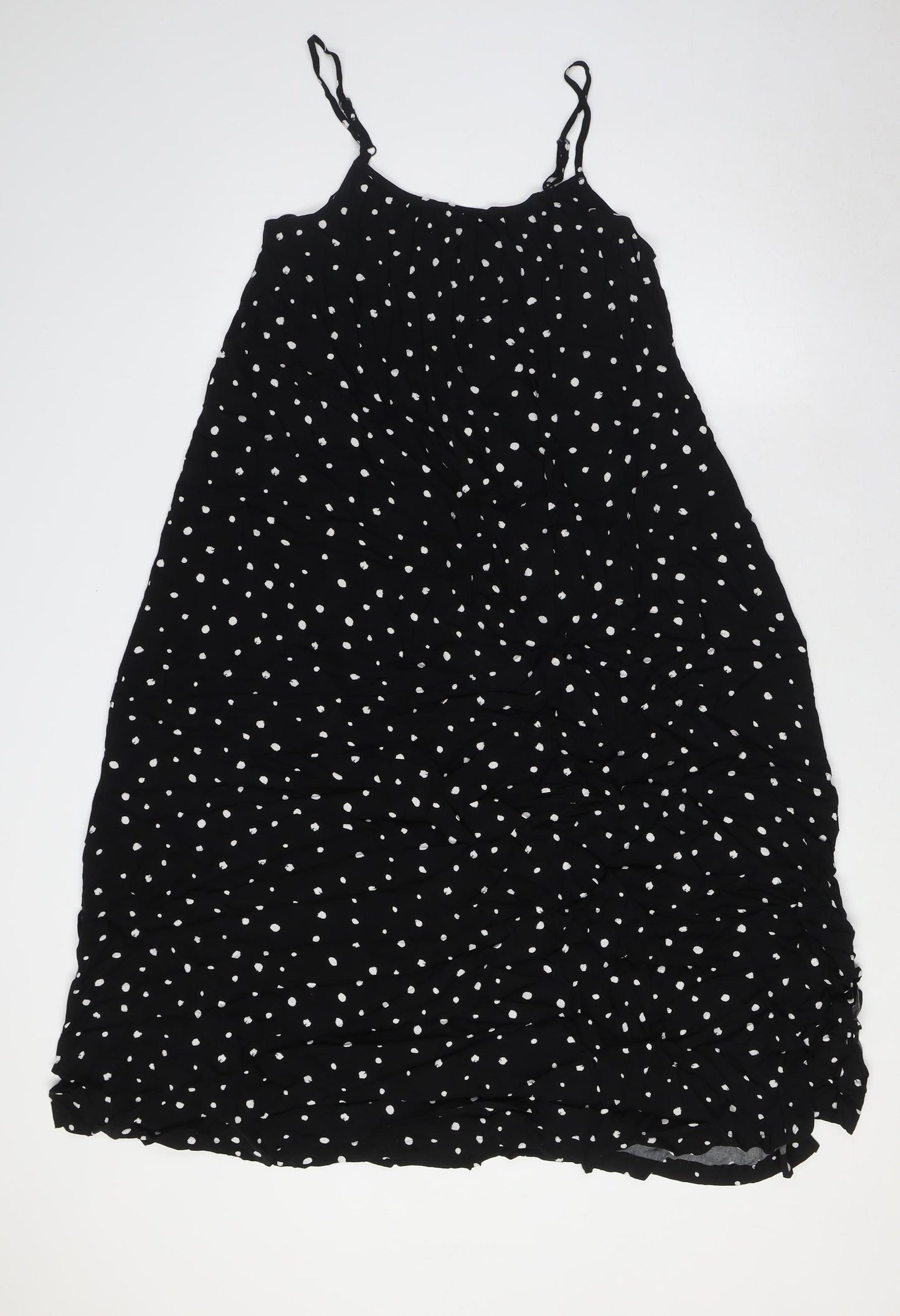 Marks and Spencer Womens Black Polka Dot Viscose Cami Dress Size 10