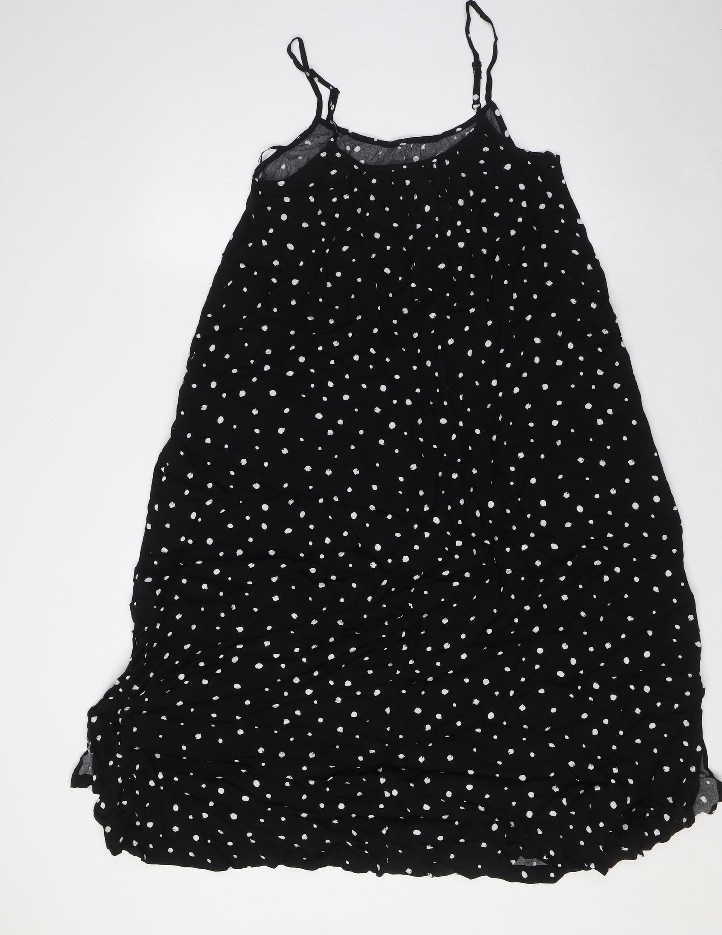 Marks and Spencer Womens Black Polka Dot Viscose Cami Dress Size 10