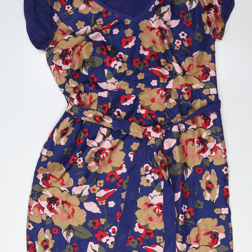 NW3 Womens Multicoloured Floral Silk A-Line Size 16 V-Neck