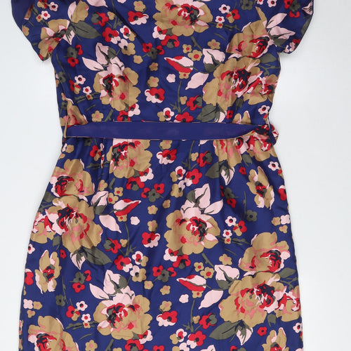 NW3 Womens Multicoloured Floral Silk A-Line Size 16 V-Neck