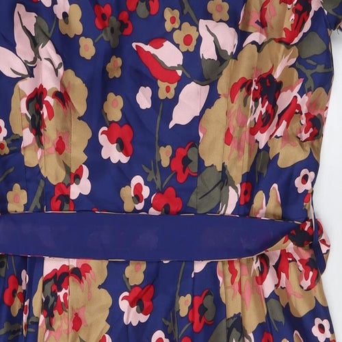 NW3 Womens Multicoloured Floral Silk A-Line Size 16 V-Neck