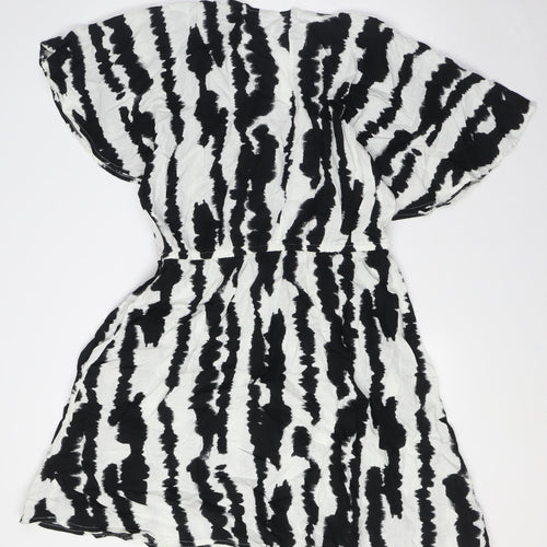 Marks and Spencer Womens Black Linen A-Line Size 12 V-Neck