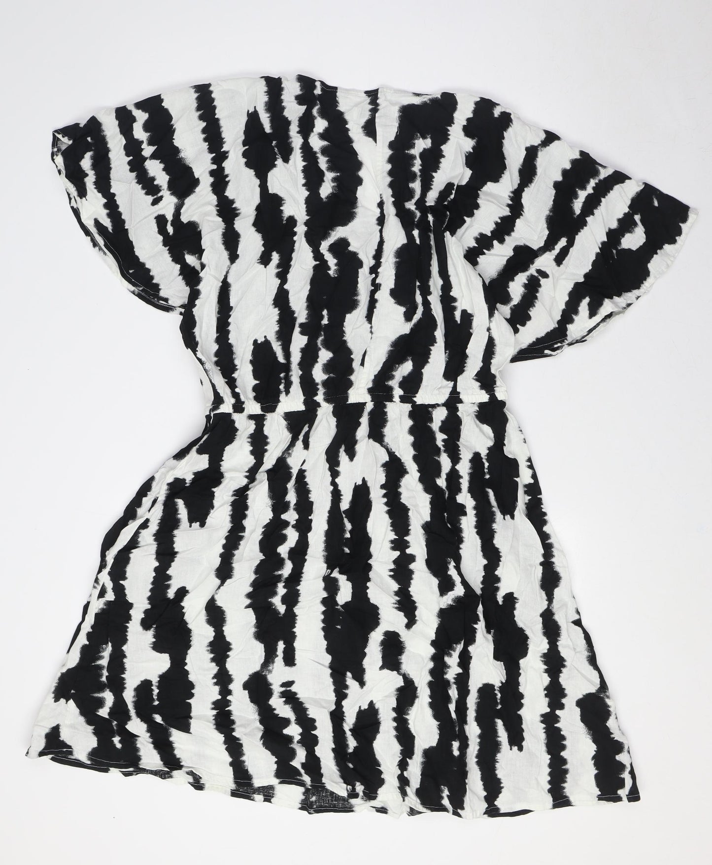 Marks and Spencer Womens Black Linen A-Line Size 12 V-Neck