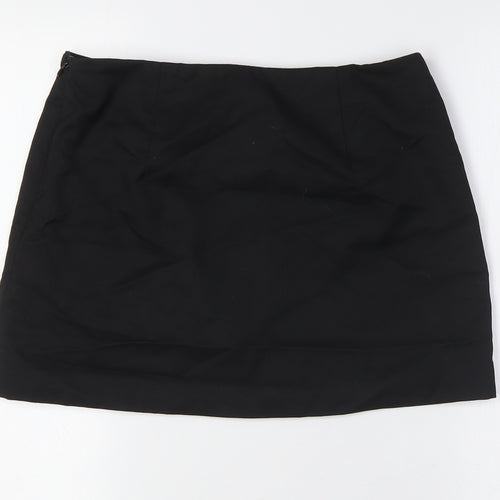 Divided by H&M Womens Black Polyester A-Line Skirt Size S Zip