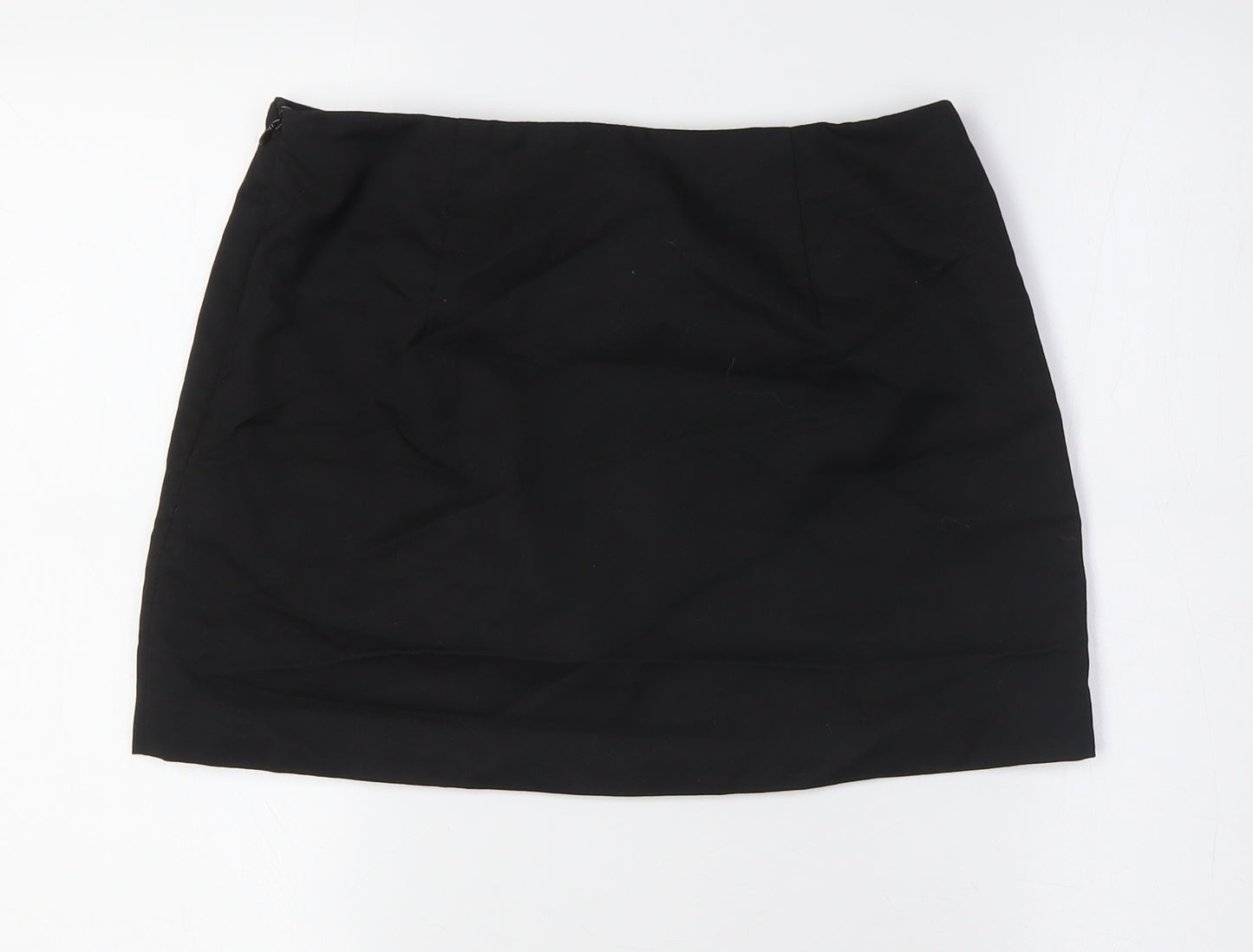 Divided by H&M Womens Black Polyester A-Line Skirt Size S Zip