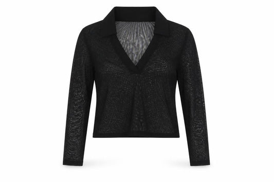 Front view of New Look women’s black polyester basic button-up, size UK 14, collared - sheer
