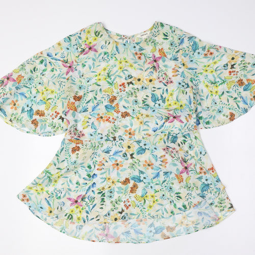 Koton Womens Multicoloured Floral Polyester Basic Button-Up Size 8 Round Neck