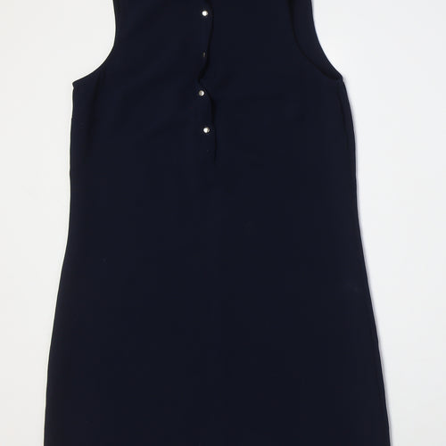 Koton Womens Blue Polyester A-Line Size 8 Collared Button