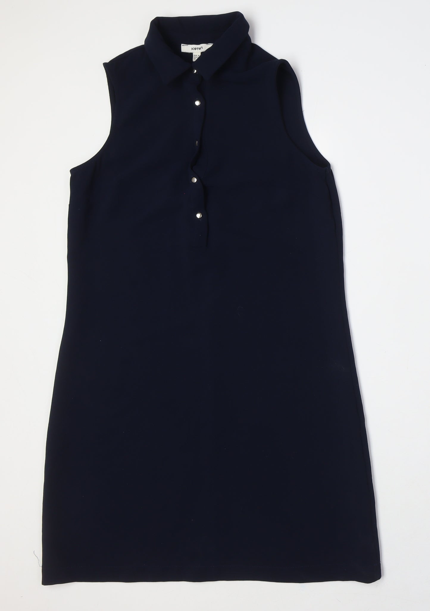 Koton Womens Blue Polyester A-Line Size 8 Collared Button