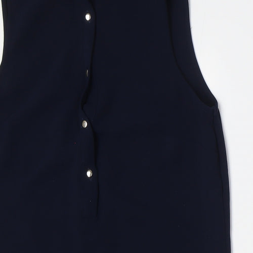 Koton Womens Blue Polyester A-Line Size 8 Collared Button