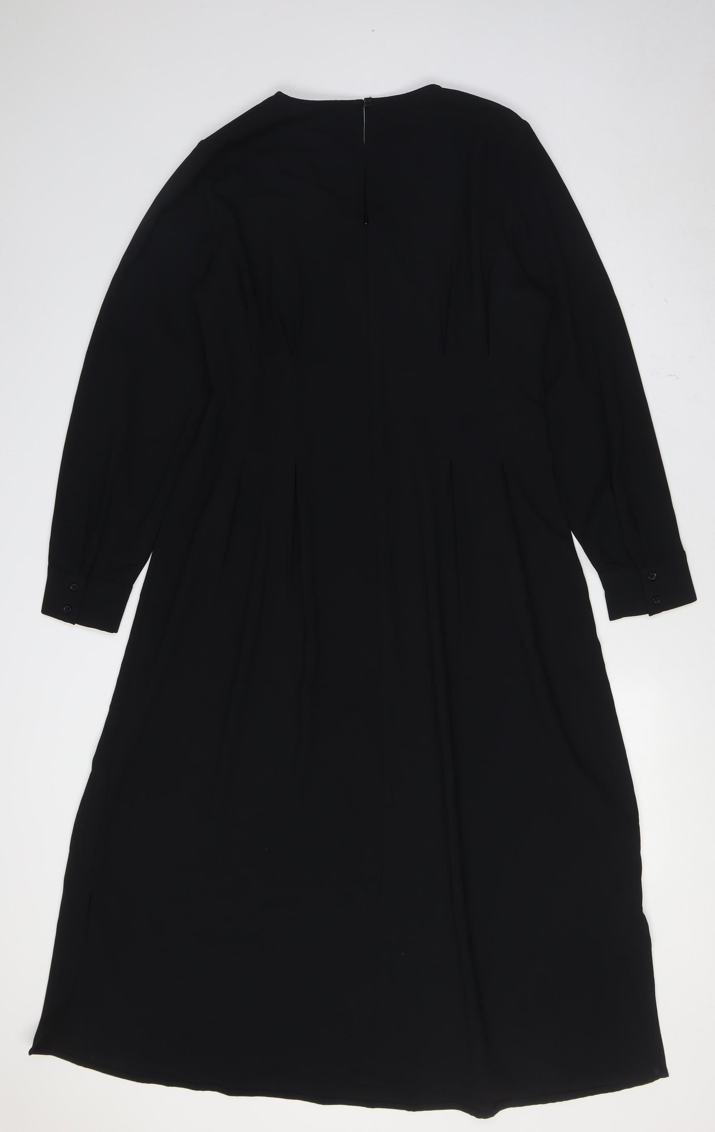 Marks and Spencer Womens Black Polyester A-Line Size 14 Round Neck Zip