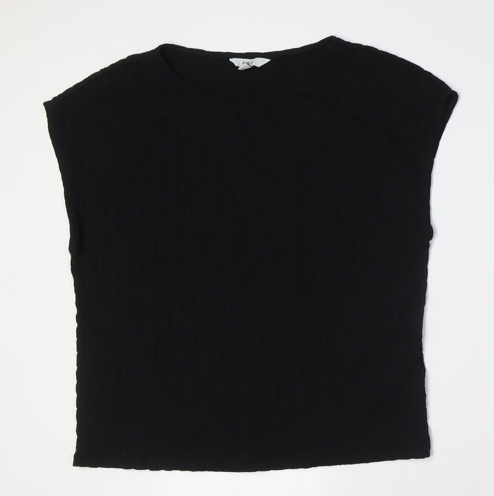 Marks and Spencer Womens Black Polyester Basic Button-Up Size 20 Boat Neck