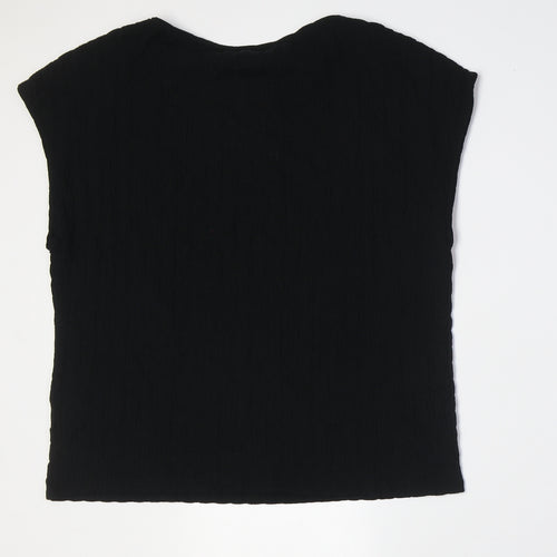 Marks and Spencer Womens Black Polyester Basic Button-Up Size 20 Boat Neck