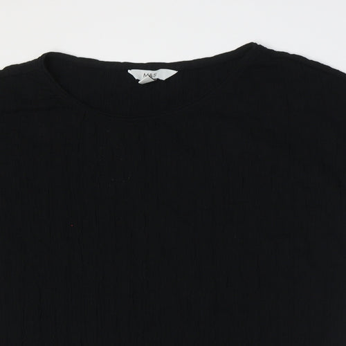 Marks and Spencer Womens Black Polyester Basic Button-Up Size 20 Boat Neck