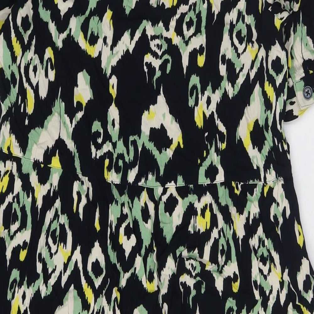 Marks and Spencer Womens Blue Viscose A-Line Size 8 Round Neck Button