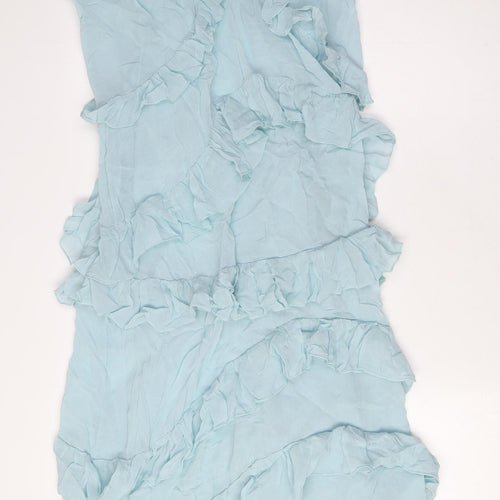 Marks and Spencer Womens Blue Viscose A-Line Size 16 Round Neck Button - Sheer