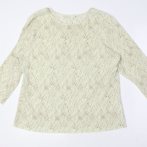 Marks and Spencer Womens Beige Polyester Basic Button-Up Size 18 Round Neck
