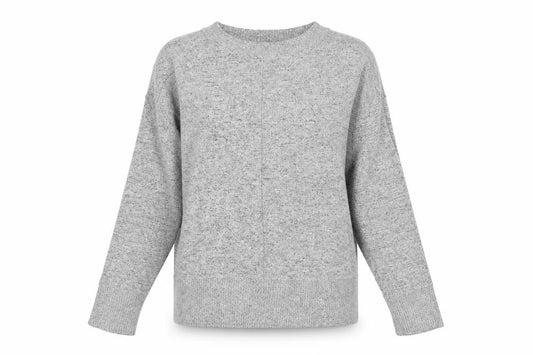 Front view of Next women’s grey round neck viscose jumper, size UK 10, - flecked