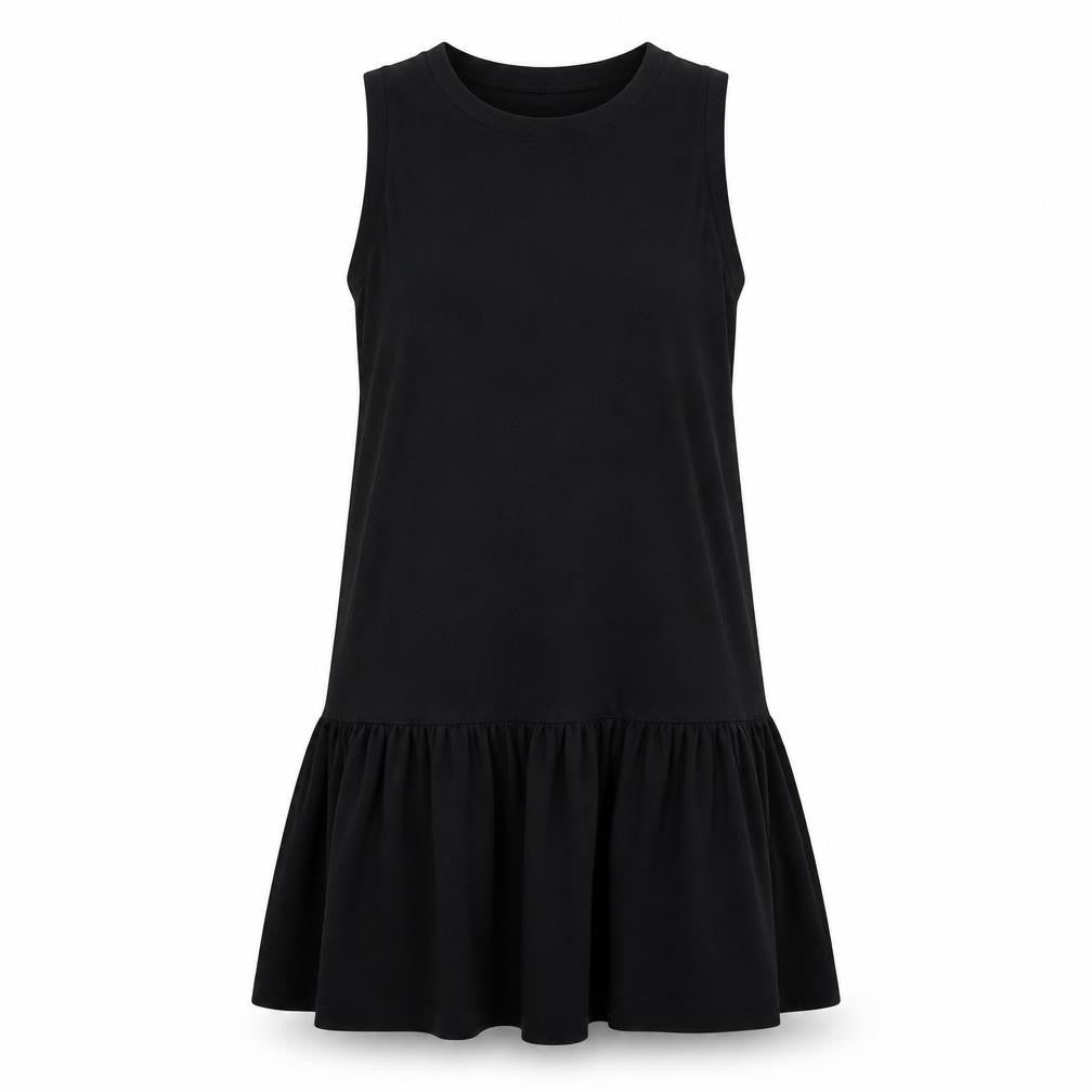 Front view of Madewell women’s black cotton a-line, size M, round neck - peplum