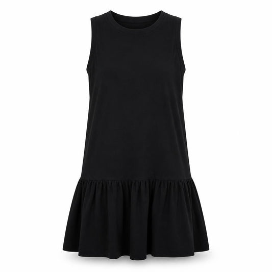 Front view of Madewell women’s black cotton a-line, size M, round neck - peplum