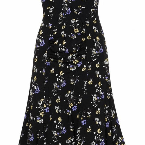 Boohoo Womens Black Floral Polyester A-Line Size 16 Off the Shoulder Zip