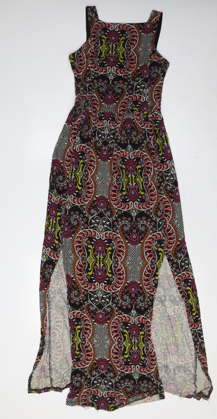 Miss Selfridge Womens Multicoloured Viscose A-Line Size 10 Square Neck