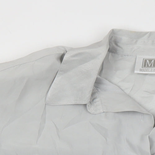 Madelaine Womens Grey Silk Basic Blouse Size 12 Collared