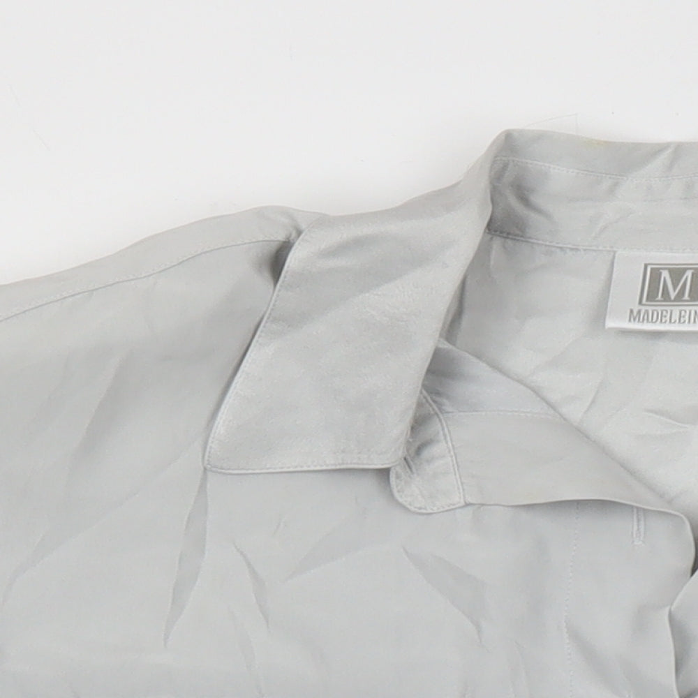 Madelaine Womens Grey Silk Basic Blouse Size 12 Collared