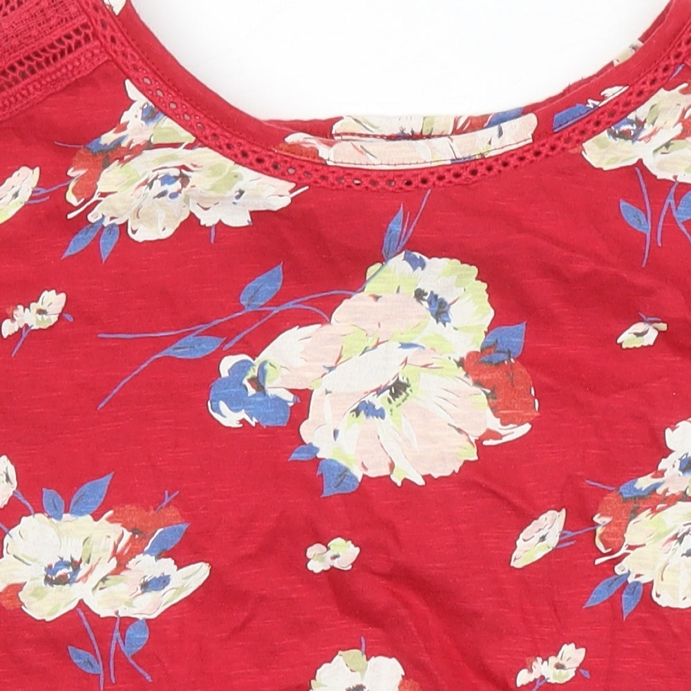 NEXT Womens Multicoloured Floral 100% Cotton Jersey Blouse Size 10 Boat Neck - Elasticated hem