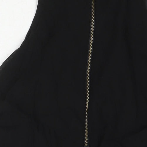 Untold Womens Black Houndstooth 100% Silk A-Line Size 10 Round Neck Zip - Beaded Neckline