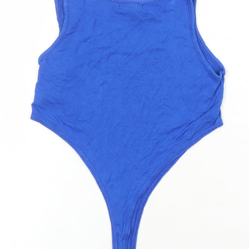 PRETTYLITTLETHING Womens Blue Viscose Bodysuit One-Piece Size 8