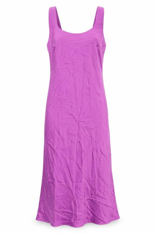 Front view of ASOS women’s purple polyester maxi, size UK 12, scoop neck