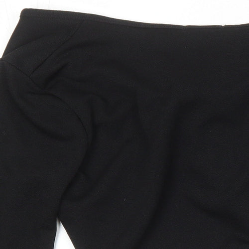 Boohoo Womens Black Polyester Cropped Blouse Size 6 Boat Neck