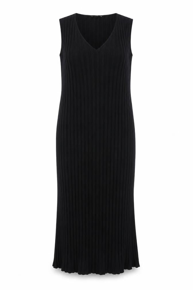 Front view of Marks & Spencer women’s black polyester maxi, size UK 22, sweetheart