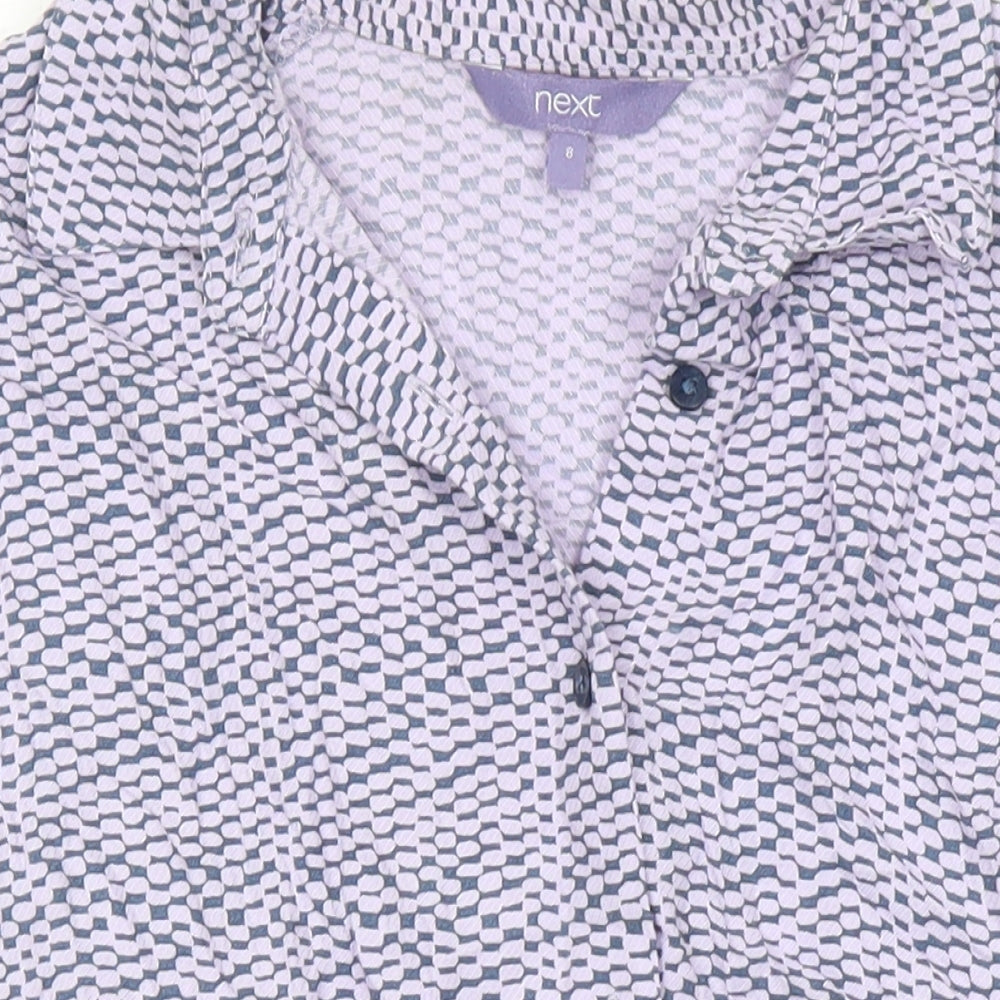NEXT Womens Multicoloured Geometric Viscose Basic Blouse Size 6 Collared