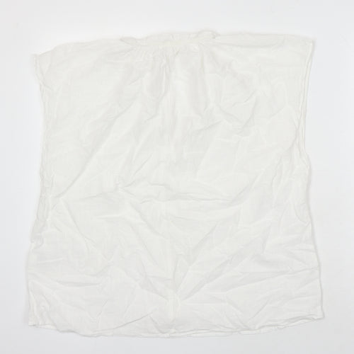 H&M Womens White 100% Cotton Tunic Blouse Size M V-Neck