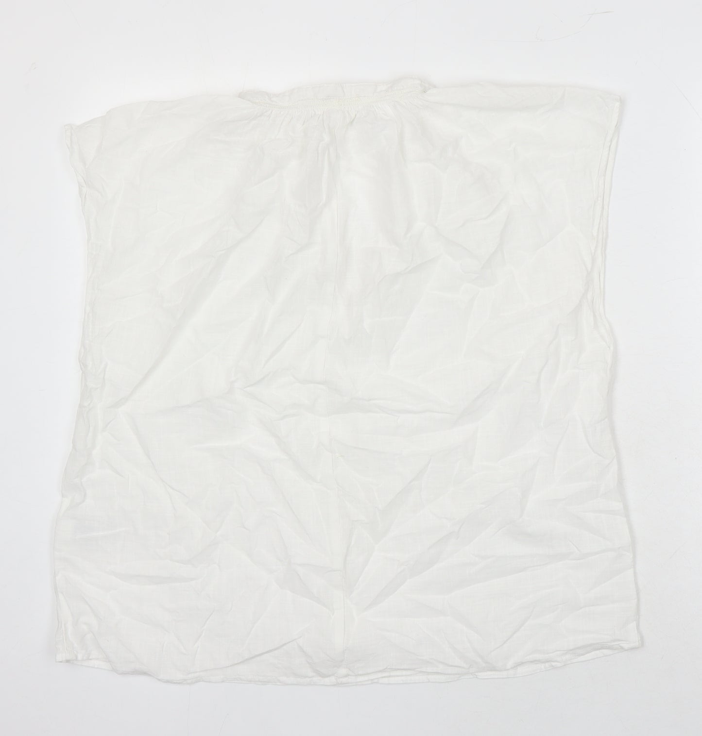 H&M Womens White 100% Cotton Tunic Blouse Size M V-Neck