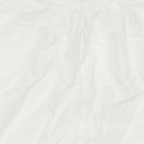 H&M Womens White 100% Cotton Tunic Blouse Size M V-Neck