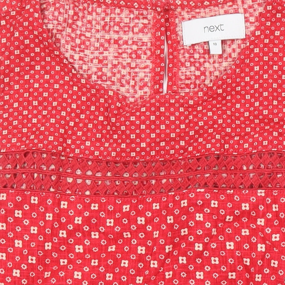 NEXT Womens Multicoloured Floral Linen Tunic Blouse Size 10 Boat Neck